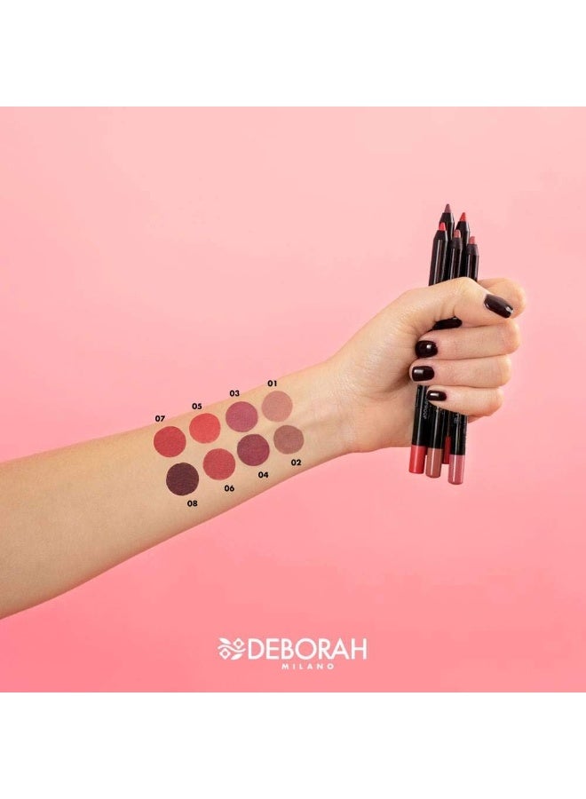 DEBORAH 2in1 Gel Contour and Color Lipliner Waterproof Long Lasting Soft Creamy Texture Rich Pigmented Pencil for Full Lips and Precise Outline Dusty Pink Shade - Image 2