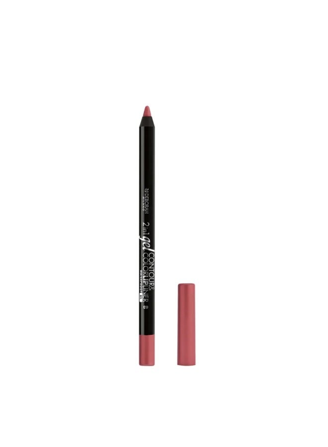 DEBORAH 2in1 Gel Contour and Color Lipliner Waterproof Long Lasting Soft Creamy Texture Rich Pigmented Pencil for Full Lips and Precise Outline Dusty Pink Shade - Image 1