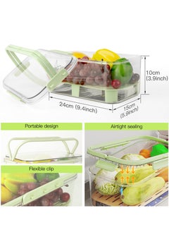 Excefore Fruit Storage Berry Keeper Container with Lid and Handle, Portable Food Saver with Ice Pack, Keeps Fruit, Vegetables, Meat Fresh, Ideal for Picnic, Office, Refrigerator, Fridge (Green)  - Image 4