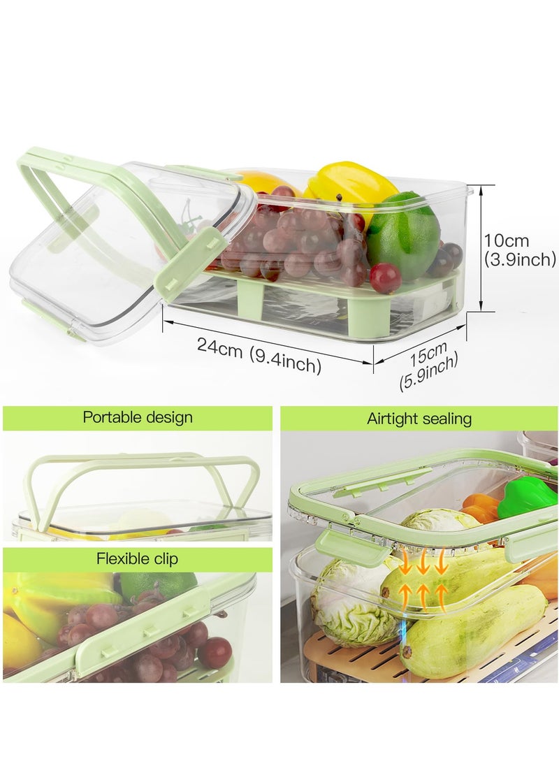 Excefore - Fruit Storage Berry Keeper Container with Lid and Handle, Portable Food Saver with Ice Pack, Keeps Fruit, Vegetables, Meat Fresh, Ideal for Picnic, Office, Refrigerator, Fridge (Green) - Image 1