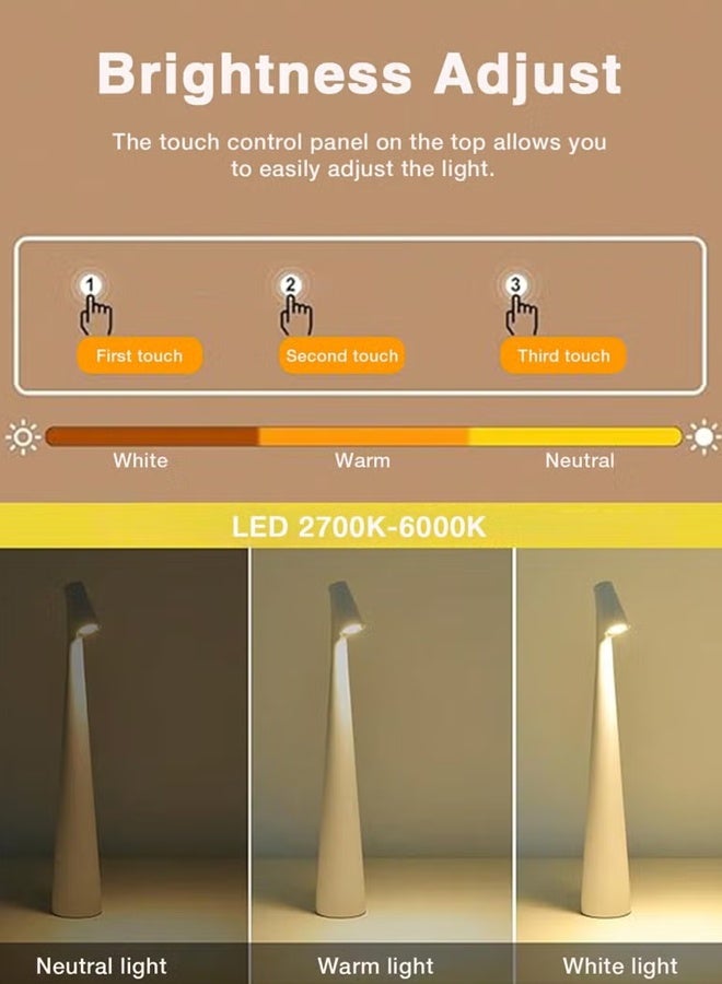 دايفو مصباح طاولة LED محمول، مصباح طاولة LED يعمل باللمس، مصباح طاولة بتصميم عصري، مصباح طاولة LED قابل لإعادة الشحن لتزيين المنزل (لون رمل قهوة) - Image 4