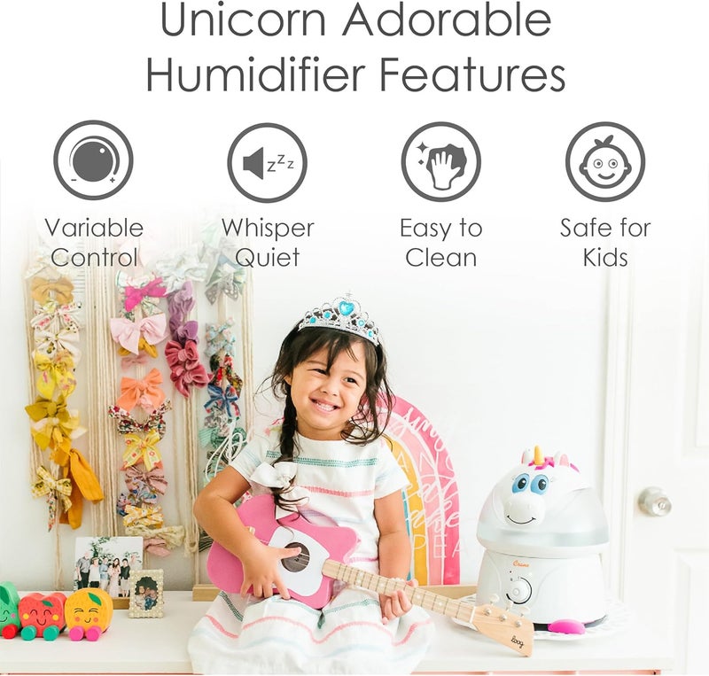 Crane Unicorn Ultrasonic Cool Mist Humidifier with Auto Shut-Off, For Baby Nursery and Kids Room, 1 Gallon Tank, Animal Humidifier For Kids Room - Image 3