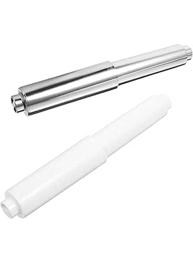 3Pcs White Plastic Retractable Toilet Paper Holder Set Adjustable Space Saving Bathroom Tissue Rack - Image 1