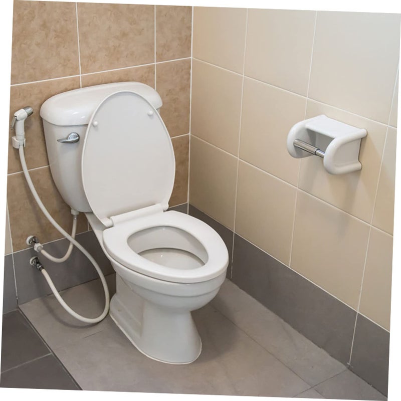 3Pcs White Plastic Retractable Toilet Paper Holder Set Adjustable Space Saving Bathroom Tissue Rack - Image 4
