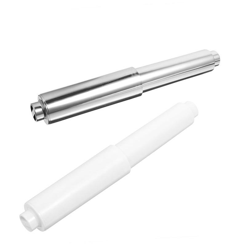 3Pcs White Plastic Retractable Toilet Paper Holder Set Adjustable Space Saving Bathroom Tissue Rack - Image 2