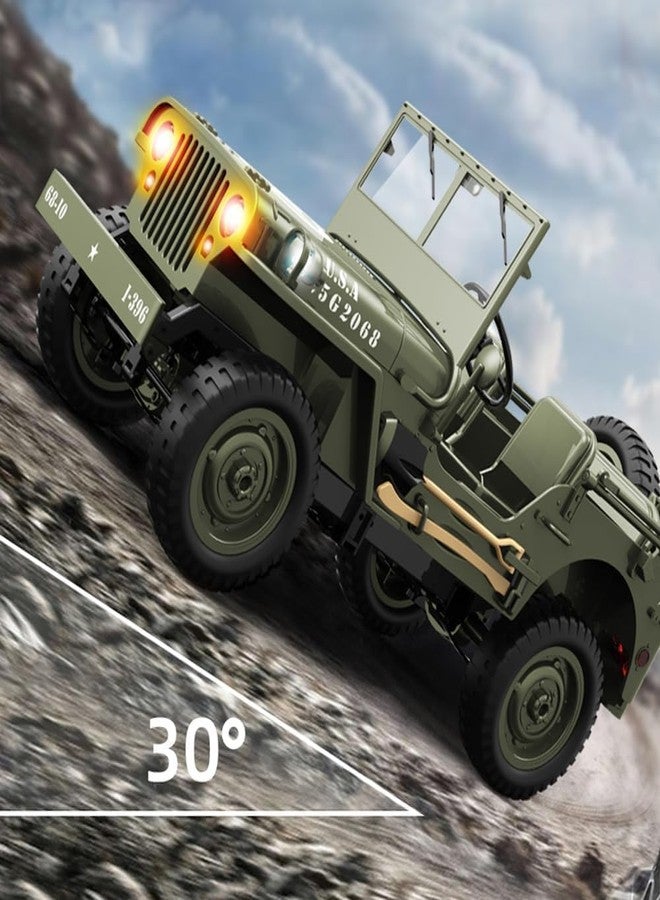 RABJET Remote Control Truck Off Road - 4x4 1/10 Scale Willys Army Rock Crawler RC Truck with Winch&Car Cover, 40Mins Play Time All Terrain Offroad RC Car, Military Vehicle Toys for Boys - Image 2