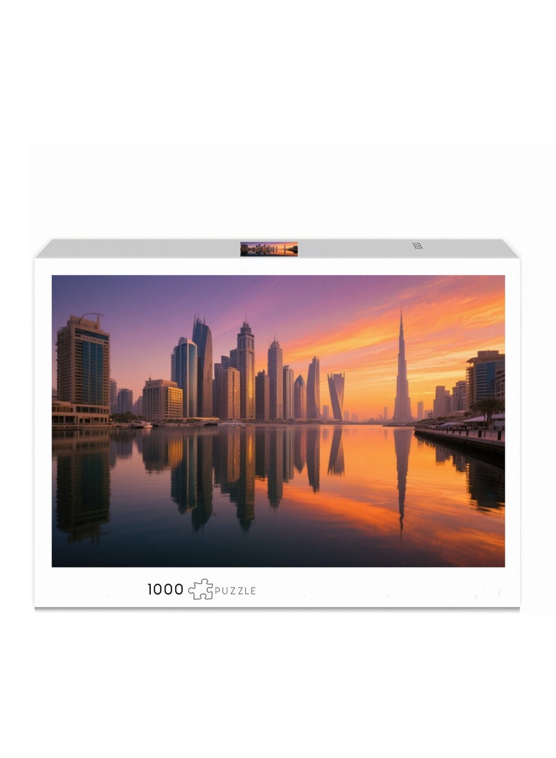 Dubai Twilight Skyline 1000 Piece Puzzle - Enchanting City Landscape Tour - Image 1