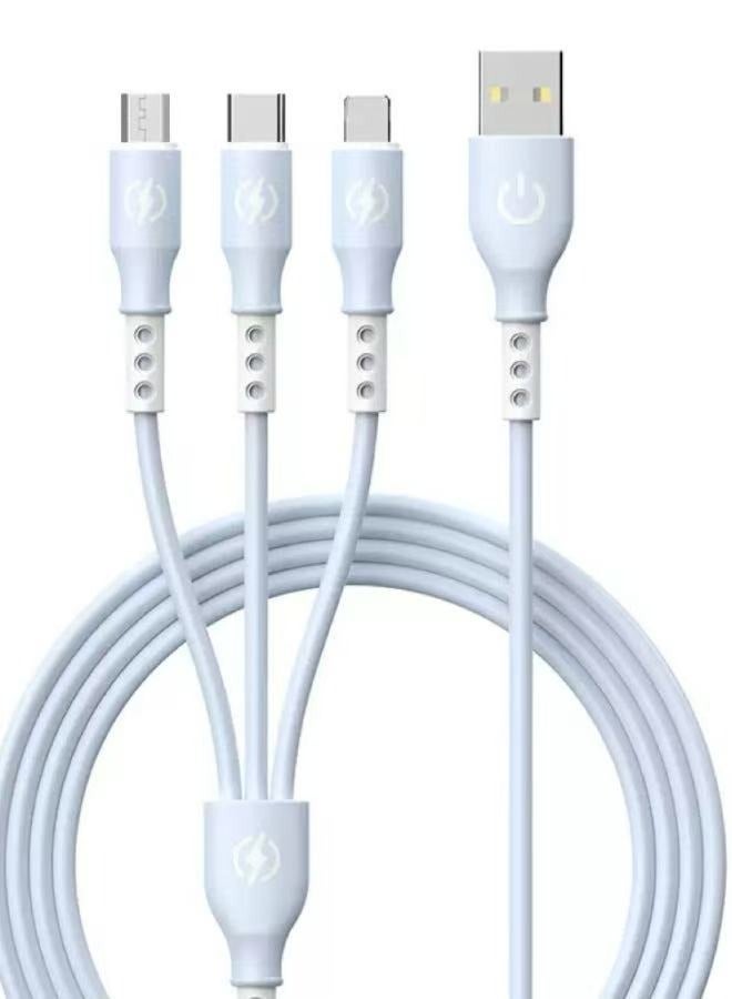 3-in-1 USB Fast Charging CableUniversal Multi-Device Charging Wire for Smartphones, Tablets & More, Durable Nylon Braided Quick Charge Cable - Image 1