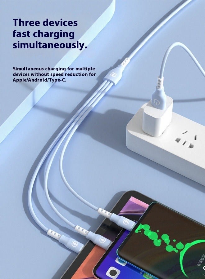 3-in-1 USB Fast Charging CableUniversal Multi-Device Charging Wire for Smartphones, Tablets & More, Durable Nylon Braided Quick Charge Cable - Image 4