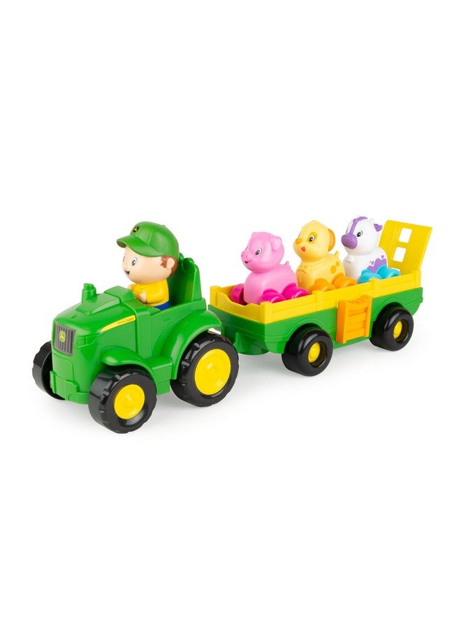 TOMY John Deere Animal Sounds Wagon Ride Musical Tractor Toy - Musical Toddler Toys - Includes Farmer Figure, Tractor, and 3 Farm Animals - Easter Basket Stuffers for Toddler - Ages 12 Months and Up - Image 1