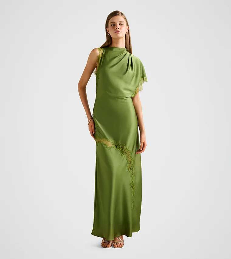 فورايفر نيو Kody Satin Lace Asym Dress
