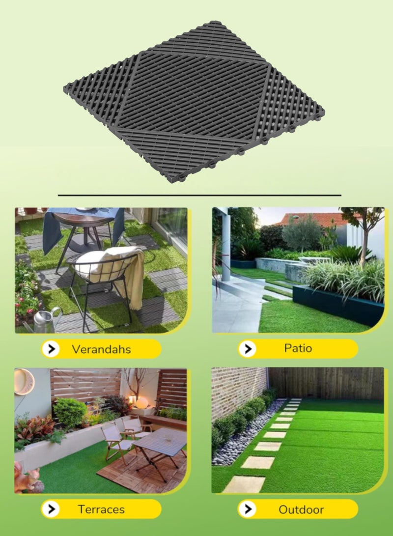 Dakota 8 Pack Interlocking Non-Slip Drainage Floor Tiles, 40×40 cm Soft PVC Bath & Shower Floor Mat | Non-Slip, Water-Resistant, Drainage Holes | Grey | Ideal for Garden,Sevice Center,Bathroom, Kitchen, Pool & Wet Areas – Made in Italy - Image 4