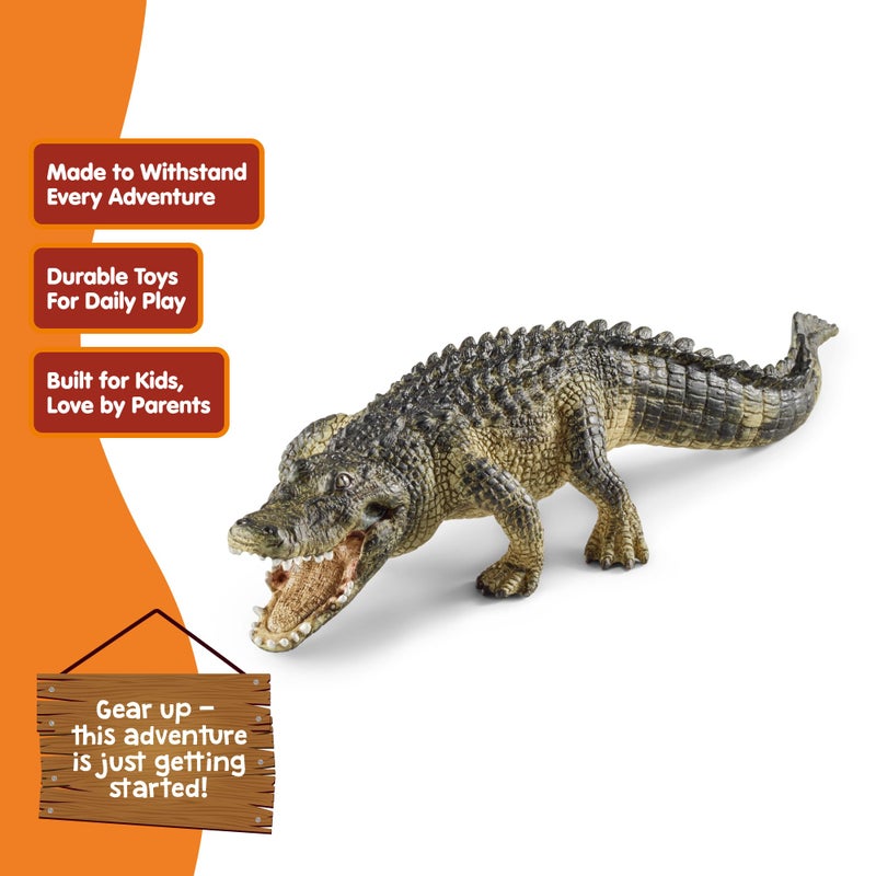 Schleich شلايخ وايلد لايف - تمثال تمساح 7 بوصات بفك متحرك - تمثال زاحف واقعي للعب الخيالي بدون شاشات - لعبة تعليمية عن حيوانات المستنقعات للأطفال - الأولاد والبنات 3+ | 14727 - Image 3