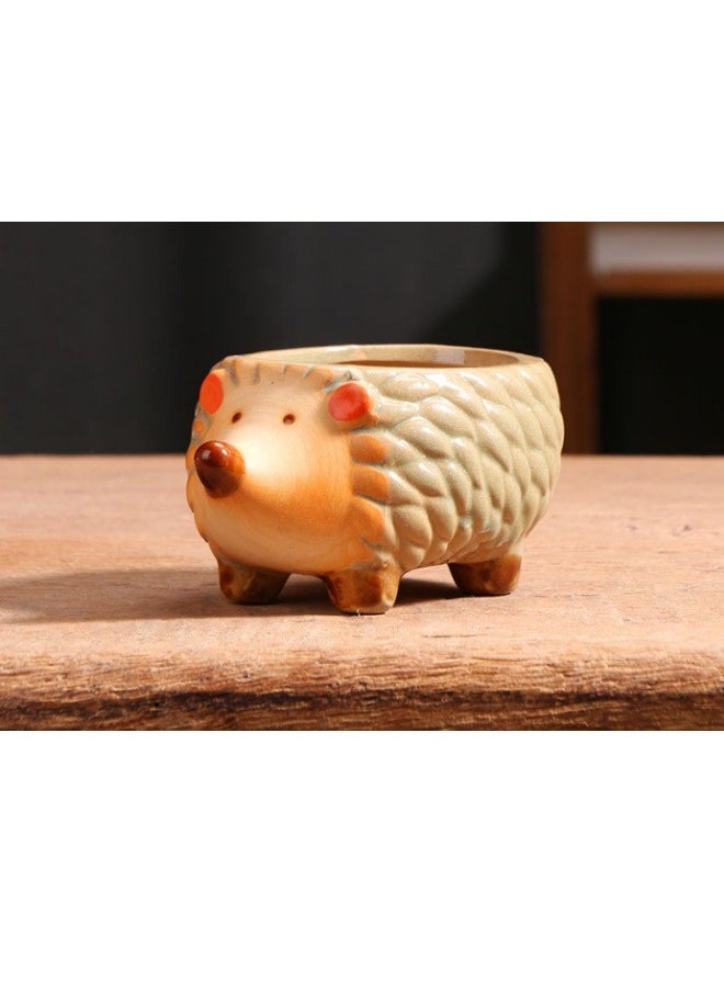 ViveLifDeco Hedgehog Shaped Ceramic Succulent Pot, Succulent Planter with Drainage Hole for Home Decor(Size:13*8.5*6.5cm/4.7"*3.3"*2.6")  - Image 4