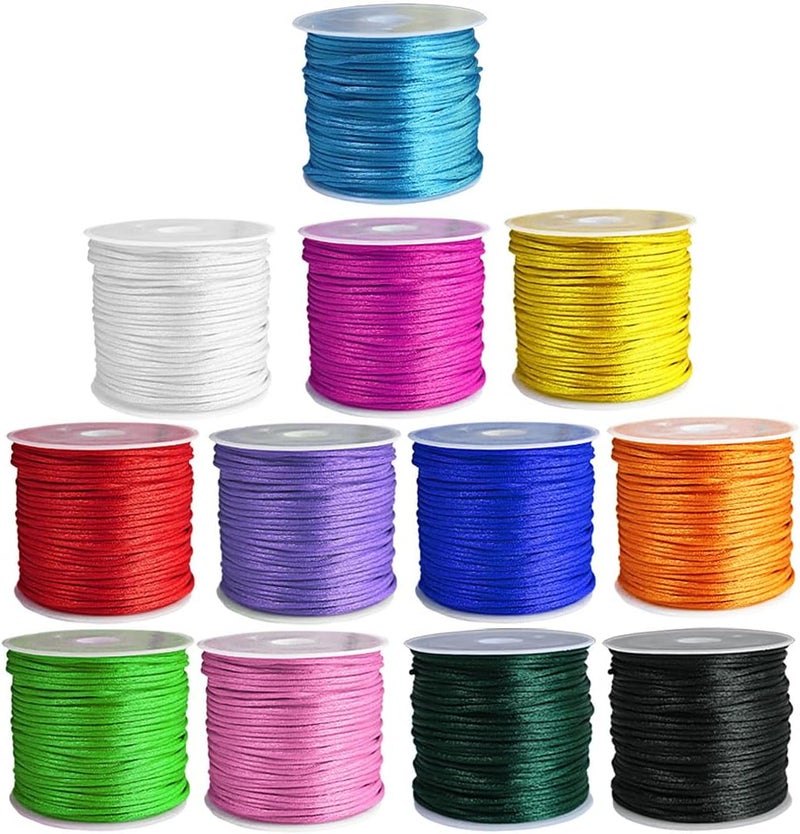 Ewparts Nylon String for Bracelets 12 Rolls Color Satin Cord Nylon for Bracelet Braided, Rat Tail Silk Cord,Beading Cord for Kumihimo, Necklace, Macrame Craft, Keychains, Lanyards, Jewelry Making - Image 1