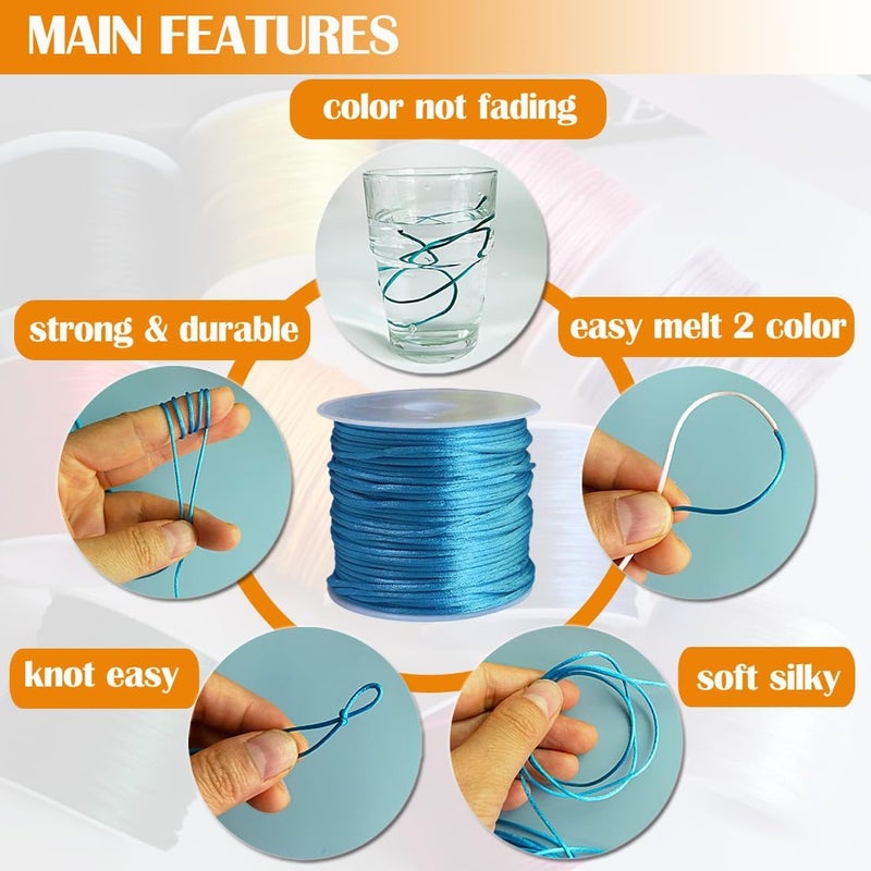Ewparts Nylon String for Bracelets 12 Rolls Color Satin Cord Nylon for Bracelet Braided, Rat Tail Silk Cord,Beading Cord for Kumihimo, Necklace, Macrame Craft, Keychains, Lanyards, Jewelry Making - Image 4