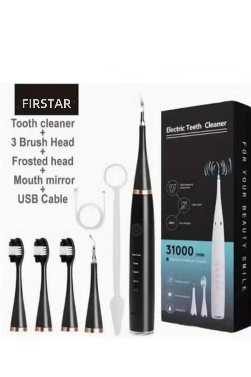 FIRSTAR Electric Toothbrush Ultrasonic Teeth Cleaner 6 in 1 Black for Plaque Removal Teeth Whitening and Stain Removal - Image 4