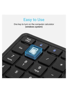 SYOSI 2.4G Wireless Numeric Keypad with Touchpad, 22 Keys Portable Bluetooth Number Pad, Financial Accounting USB C Rechargeable Number KeyboardBlack  - Image 3