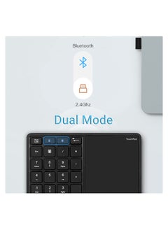 SYOSI 2.4G Wireless Numeric Keypad with Touchpad, 22 Keys Portable Bluetooth Number Pad, Financial Accounting USB C Rechargeable Number KeyboardBlack  - Image 2