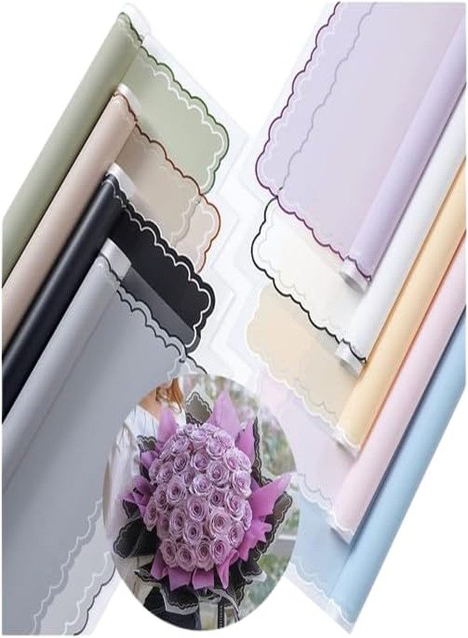 KTrading 10 Sheets Multicolour Korean Waterproof Bouquet Wrap 58×58 cm | Wavy Line Design Gift Wrapping Paper for Flowers & Crafts - Image 1