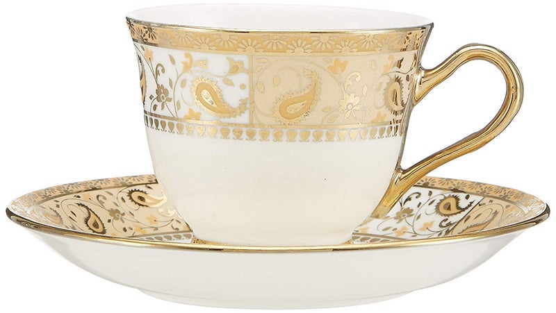 lvook Gold Tea Set Cups and Saucer with Kettle Set Bone China Tea Set 15Pieces - Image 2