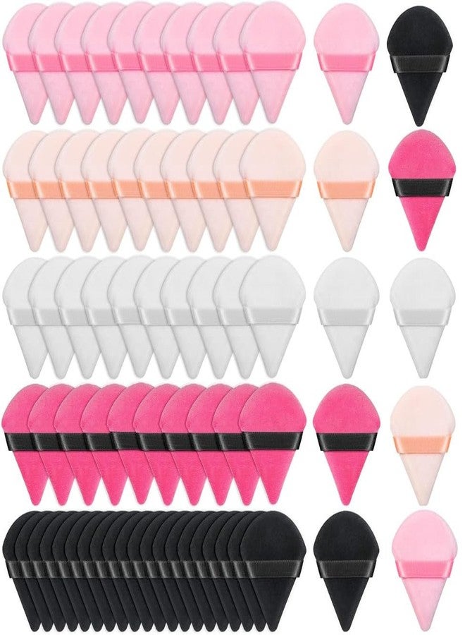 SUNISA 70 Pieces Triangle Cosmetic Loose Powder Puffs Washable Reusable Soft Plush Foundation Sponge for Face Body Wet Dry Makeup Tool- Multicolor Pack of 70 - Image 1