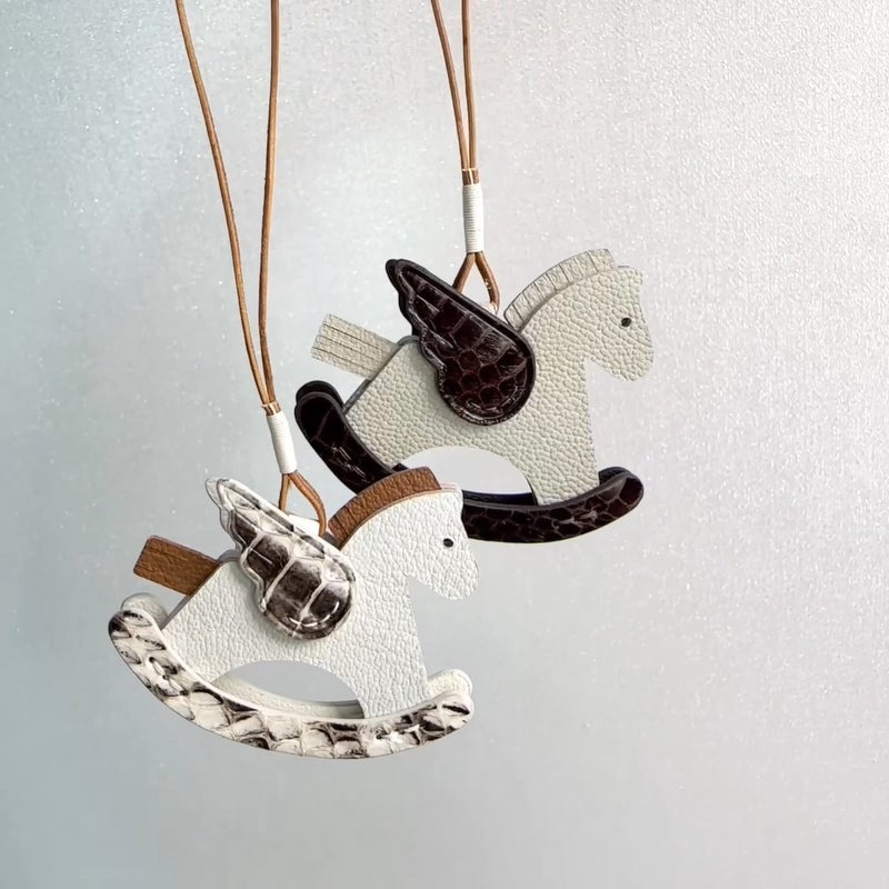 Bag Accessories Pegasus Pendant Handmade Wax Line Genuine Leather Rocker Horse Pendant Keychain Car Accessory - Image 2