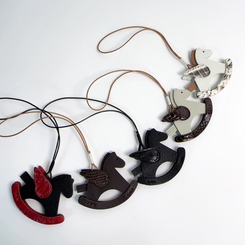 Bag Accessories Pegasus Pendant Handmade Wax Line Genuine Leather Rocker Horse Pendant Keychain Car Accessory - Image 3