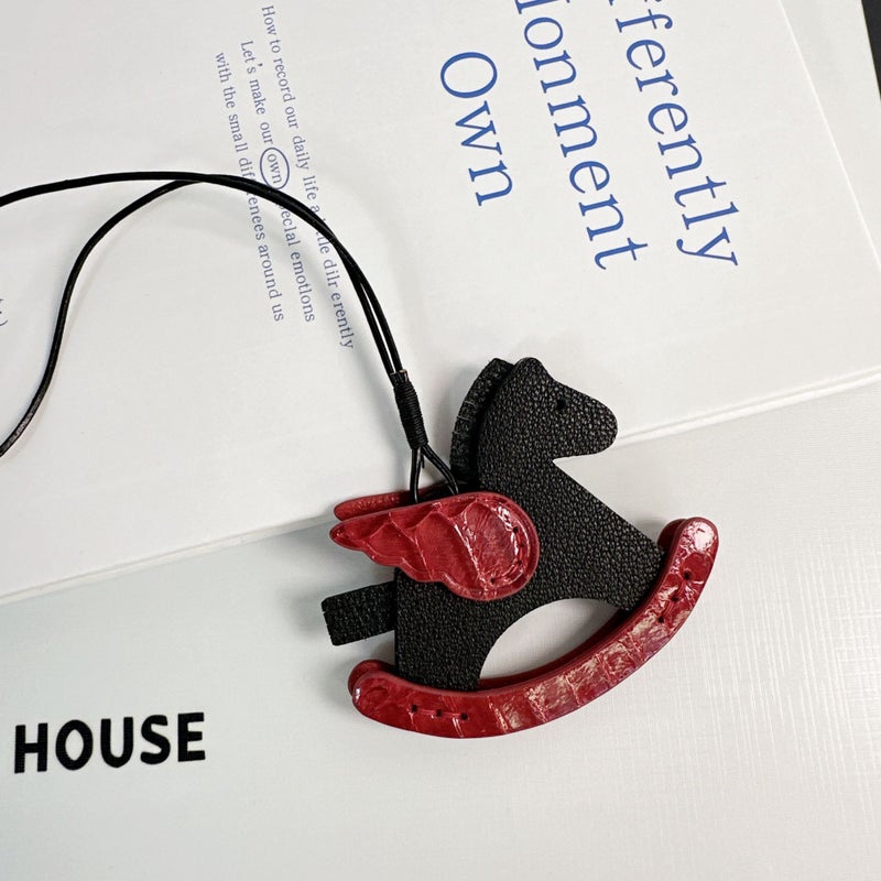 Bag Accessories Pegasus Pendant Handmade Wax Line Genuine Leather Rocker Horse Pendant Keychain Car Accessory - Image 5