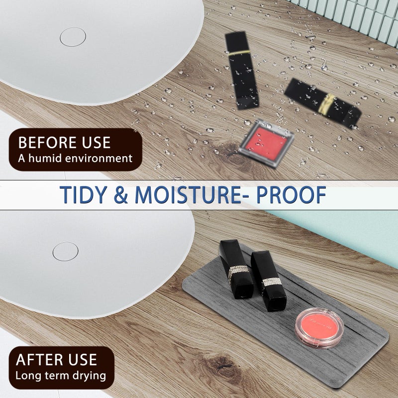 Lyxel 2PCS Water Absorbing Stone Tray, Quick Drying Diatomite Stone Sink Tray, Water Absorbent Diatomite Coasters for Kitchen Sink, Bathroom Counter Hand Soap Dish Toothbrush Holders - Image 3