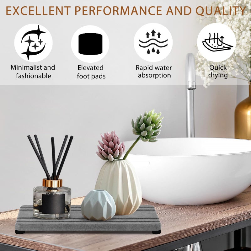 Lyxel 2PCS Water Absorbing Stone Tray, Quick Drying Diatomite Stone Sink Tray, Water Absorbent Diatomite Coasters for Kitchen Sink, Bathroom Counter Hand Soap Dish Toothbrush Holders - Image 4