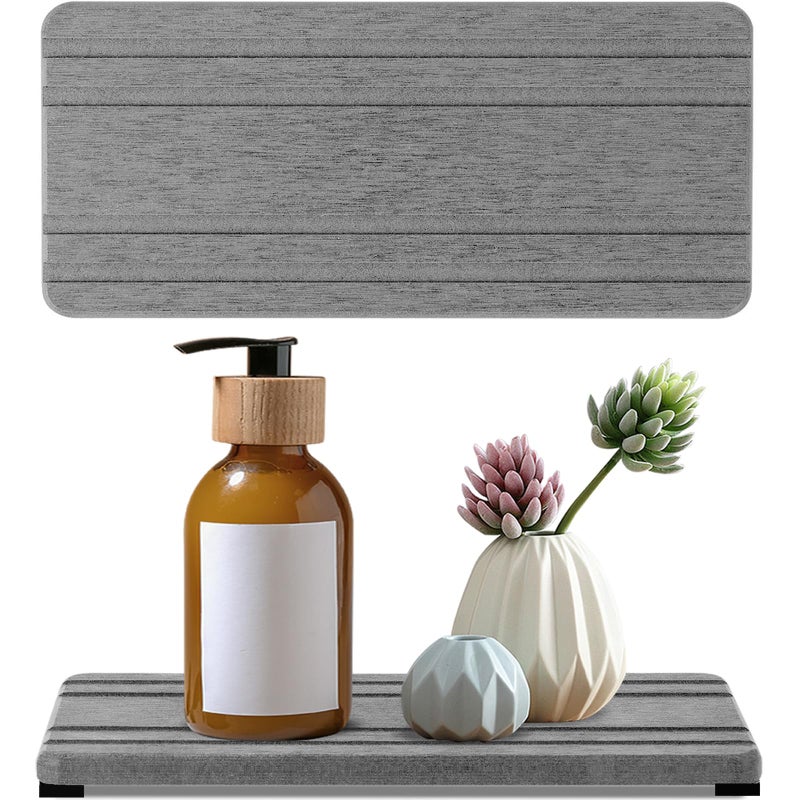 Lyxel 2PCS Water Absorbing Stone Tray, Quick Drying Diatomite Stone Sink Tray, Water Absorbent Diatomite Coasters for Kitchen Sink, Bathroom Counter Hand Soap Dish Toothbrush Holders - Image 1