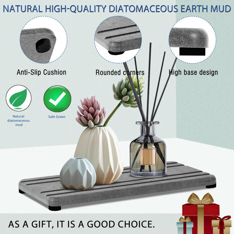 Lyxel 2PCS Water Absorbing Stone Tray, Quick Drying Diatomite Stone Sink Tray, Water Absorbent Diatomite Coasters for Kitchen Sink, Bathroom Counter Hand Soap Dish Toothbrush Holders - Image 5