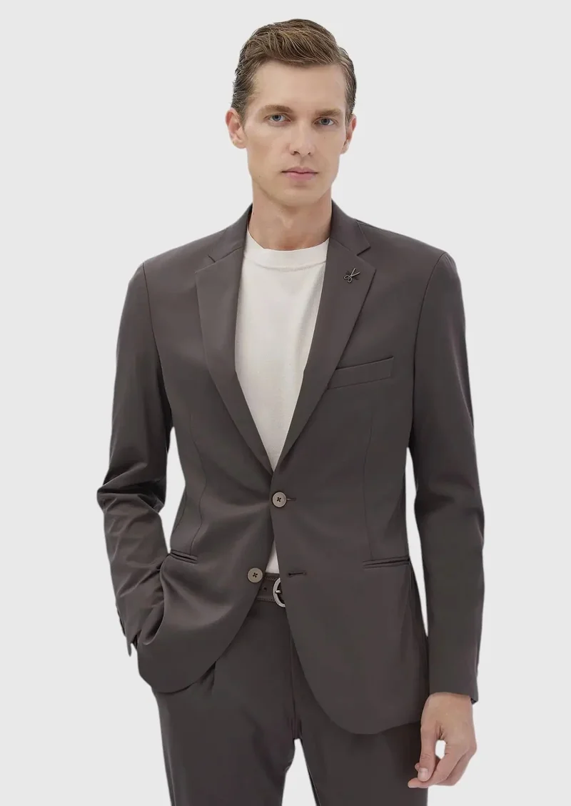 RAMSEY Burgundy Plain Comfort Fit Suit
