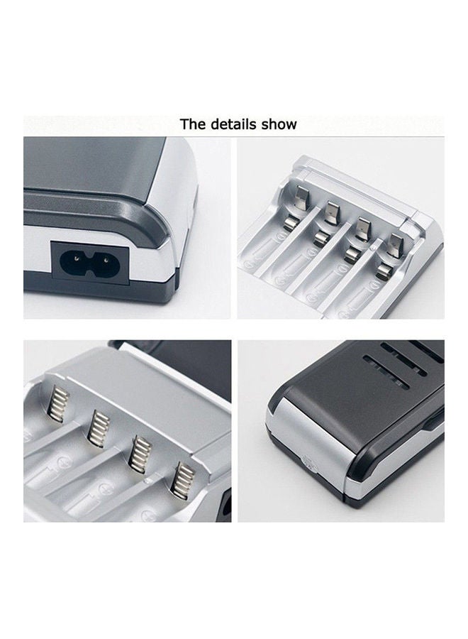 LCD Display 4 Slots Intelligent Battery Charger for AA /AAA Rechargeable Batteries Models:US plug Black - Image 3