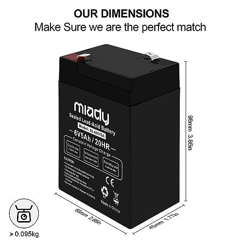 Miady 6V 5Ah Rechargeable Sealed Lead Acid Battery (2 Pack) - Image 2