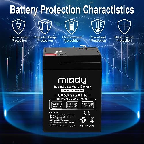 Miady 6V 5Ah Rechargeable Sealed Lead Acid Battery (2 Pack) - Image 3
