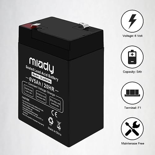 Miady 6V 5Ah Rechargeable Sealed Lead Acid Battery (2 Pack) - Image 5