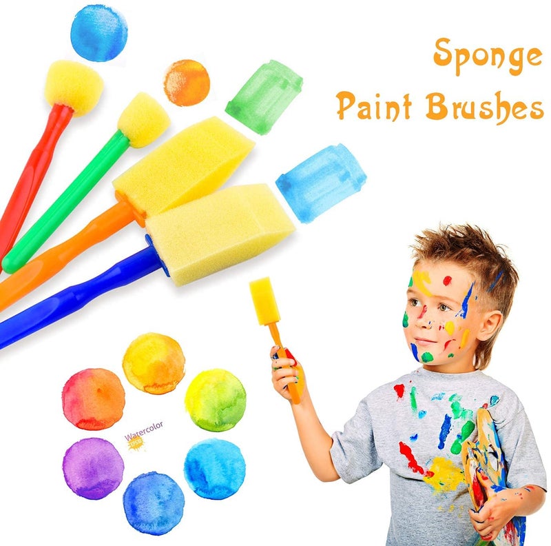Worison 30 Pieces Paint Brushes Colorful Artist Paint Brush Set Mix Sizes for Watercolor, Acrylic and Tempera Paints(Plastic) - Image 3