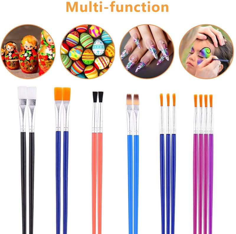 Worison 30 Pieces Paint Brushes Colorful Artist Paint Brush Set Mix Sizes for Watercolor, Acrylic and Tempera Paints(Plastic) - Image 4