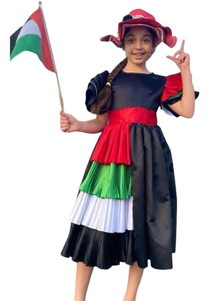 Lamora Flag Side Pleating Dress - Black, National day dress UAE, UAE flag day Dress, National day clothes  - Image 1