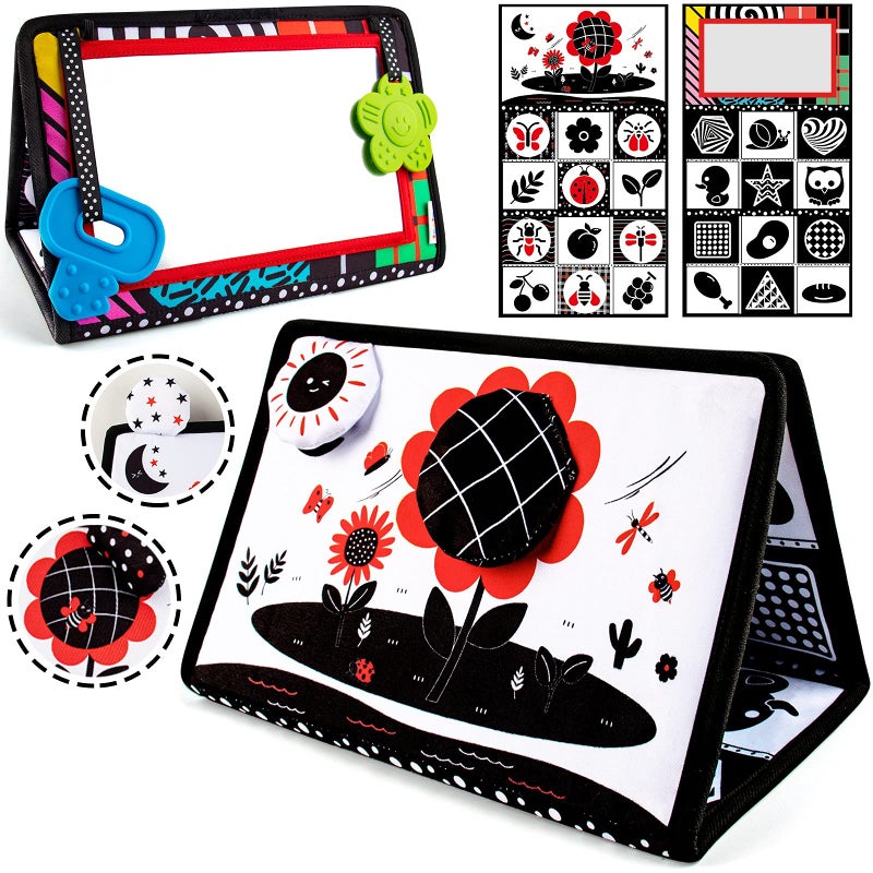 teytoy Tummy Time Mirror Infant Toys Newborn Toys 0-3 Months Brain Developmental Baby Mirror Tummy Time Toys Black and White High Contrast Baby Toys 4 6 9 12 Month Boys Girls Crawling Sensory Toy - Image 1