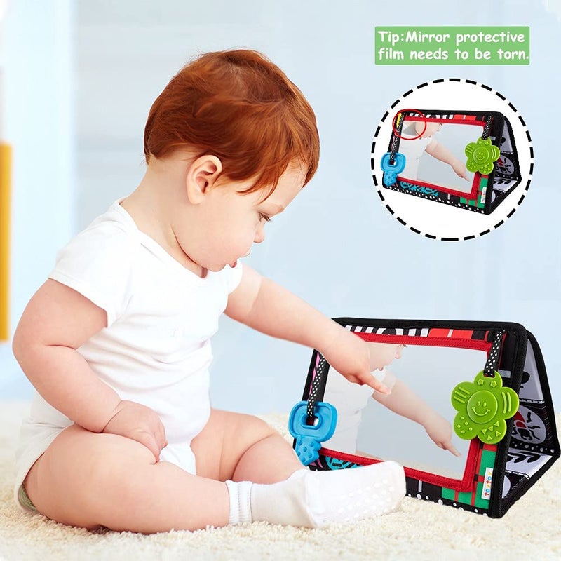 teytoy Tummy Time Mirror Infant Toys Newborn Toys 0-3 Months Brain Developmental Baby Mirror Tummy Time Toys Black and White High Contrast Baby Toys 4 6 9 12 Month Boys Girls Crawling Sensory Toy - Image 5