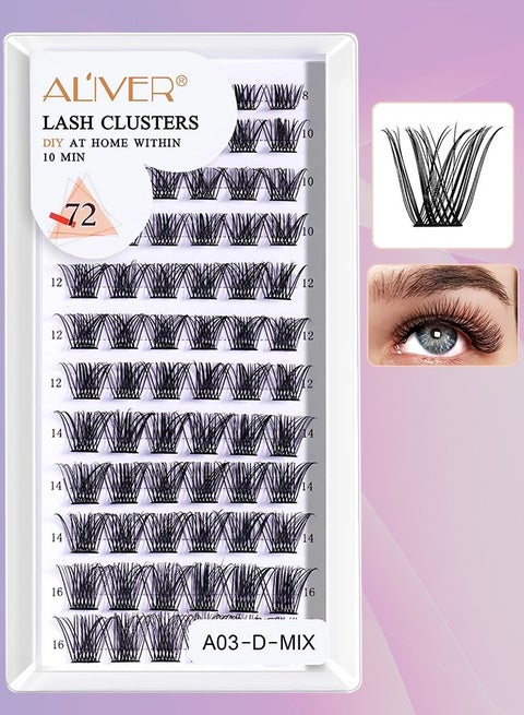 72 Pcs Lash Clusters Eyelash Extensions Wispy False Eyelashes Lash Clusters DIY Eyelash Extensions Individual False Eyelashes for Women 03
