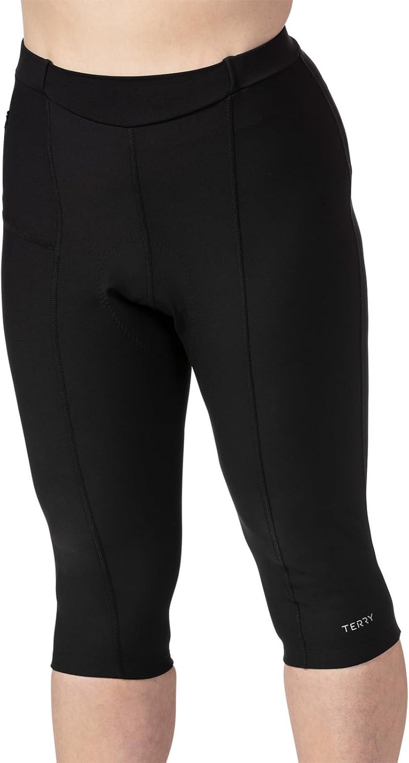 Terry Cycling Clothes for Women, Bike Knicker, Padded Cycling Capris Women with Padding Pocket Bike Chamois Reg & Plus Size - Image 1