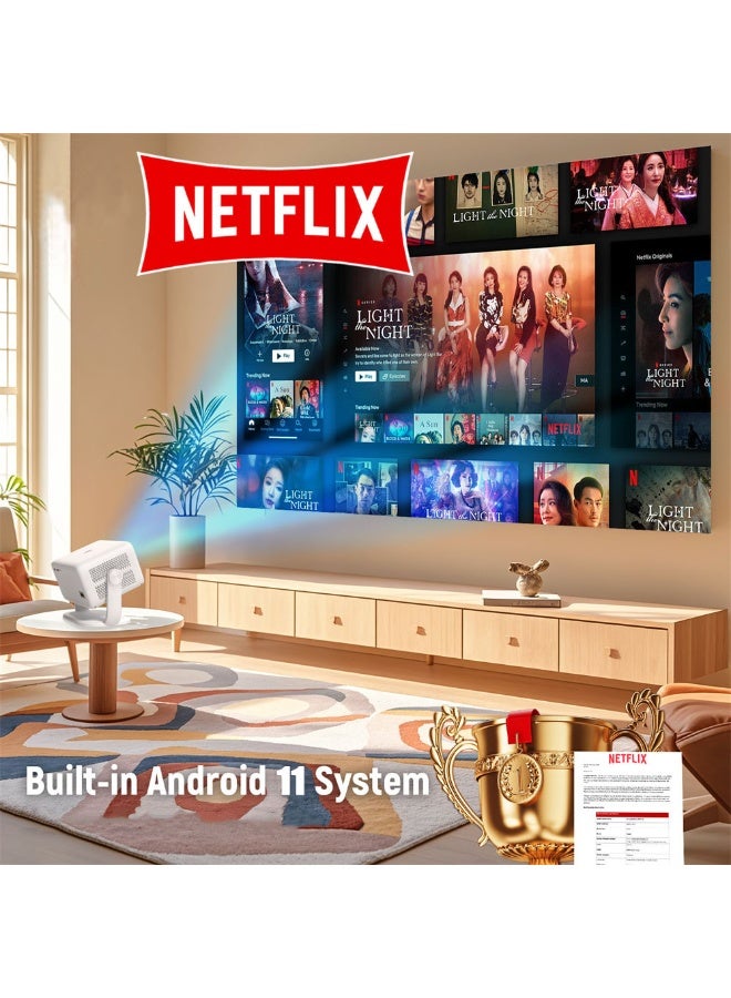 Salange Smart Projector with WiFi and Bluetooth, Android 13 with Netflix, 1080P Native 4K Support, 650 ANSI Lumen, Electric Focus & Auto Keystone, Built in Apps, Mini Portable Projector for Outdoor Movies Home Theater - Image 4