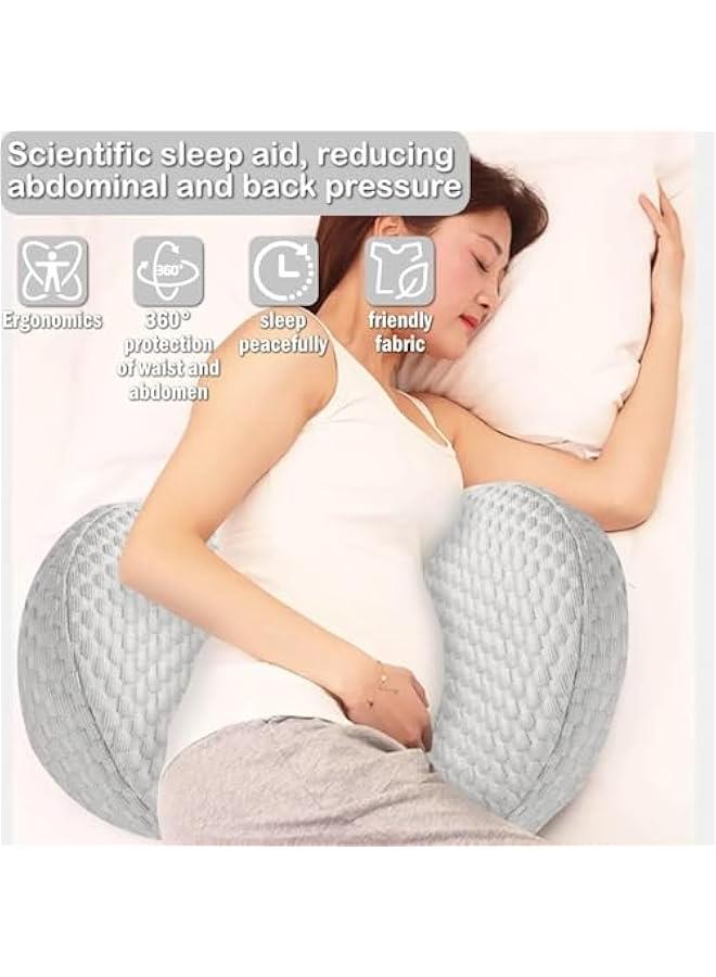 وسادة حمل للنساء الحوامل من بلورفوكس، وسادة جسم ناعمة للحمل، تدعم الظهر والفخذين والساقين، وسادة حمل مع غطاء وسادة قابل للفصل والتعديل (رمادي) - Image 2