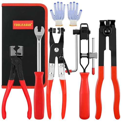 TOOLEAGUE 5Pcs Joint CV Boot Clamp Pliers Set,Hose Clamp and Clic-R Type Pliers,Auto Trim Removal Tool with Storage Bag for Car ATV UTV - Image 1