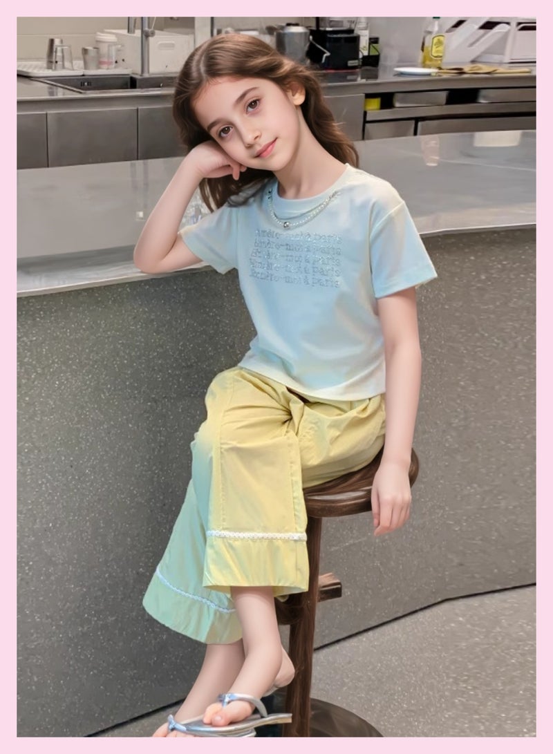 Coco Xiao Ai girls' pure cotton short-sleeved T-shirt, new summer children's T-shirt,fashionable mid-child letter top  - Image 5