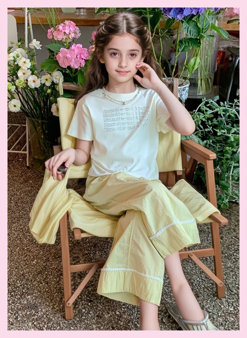 Coco Xiao Ai girls' pure cotton short-sleeved T-shirt, new summer children's T-shirt,fashionable mid-child letter top  - Image 4